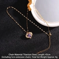 Gold titanium steel necklace with purple heart pendant and zircon wings 45cm - Gold Wings Purple Heart