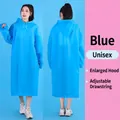 Reusable blue EVA raincoat for adults with drawstring hood and elastic cuffs - Pullover Blue