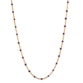 Detailed close-up of gold stainless steel necklace with small purple enamel bead accents - Gold Chain Purple Beads (SL030)