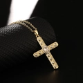 Collar punk retro con colgante de cruz dorada y circonitas sobre soporte negro - Estilo D1 Cobre Chapado En Oro