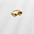 Minimalist gold brass open ring with polished spherical ends for stackable modern fashion - Adjustable Open / Gold