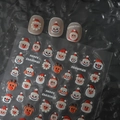 3D Weihnachts-Nagelaufkleber mit Weihnachtsmann- und Schneemannmotiven auf dunklem Grund - Weihnachtsthema-Muster (CO-485)