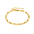 Poliertes vergoldetes Figaro-Kettenarmband mit Karabinerverschluss und Verlängerung - Goldene Figarokette