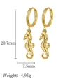 Minimalist gold-plated stainless steel hoop earrings featuring seahorse shaped pendants - Seahorse / Gold