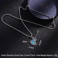 Silver guitar pendant necklace in stainless steel with colorful oil drip detail - Guitar No.39 + 70cm Steel Chain