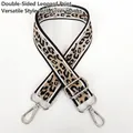 Adjustable leopard print canvas bag strap with silver metal hooks for crossbody purses - Leopard Print + Silver Hook