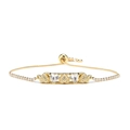 Adjustable gold heart bracelet with cubic zirconia stones and tennis chain design - Gold White Heart