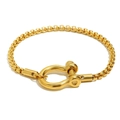 Bracciale in acciaio inossidabile placcato oro 18K con catena a perle e chiusura a ferro - Oro
