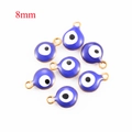 Blue and gold 8mm evil eye charm pendants for DIY necklace and jewelry making - 8mm / Dark Blue