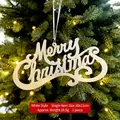 Scritta Merry Christmas in acrilico bianco glitter, decoro per albero 20x11cm - Bianco