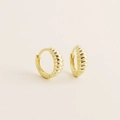 Orecchini a cerchio dorati in argento S925 con design a coste stile croissant - Argento 925 / Giallo Oro