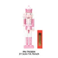 Casse-noisette rose scintillant de 38 cm avec couronne et sceptre en boîte cadeau - 38cm / Rose (TN3884)
