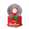 Palla di neve luminosa Babbo Natale con base a strisce rosse e scritta Merry Christmas - Pentagramma di Natale (2062 Serie Rossa) / 8cm Musica + Luce