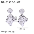 Detailed view of silver lava geometric rhinestone earrings with dimensions and weight info - Silver White Zirconia Style (NB-E1557-S-WT)