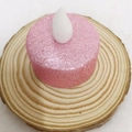 Pink glitter LED tea light candle on a rustic wooden base for romantic decoration - 3.7*2CM / Pink
