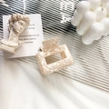 Creamy marble acetate hair claw clip with rectangular hollow design and metal spring - Shell Yellow