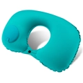 Cuscino da viaggio gonflabile turchese a forma di U con pompa manuale e fibbia di chiusura - Seta di Latte / Cuscino cervicale / Verde Pavone