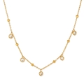 Elegante vergulde roestvrijstalen ketting met kleine ronde kralen en ingelegde zirkonia - Goud