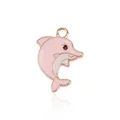 Ciondolo a forma di delfino rosa e bianco con finitura dorata per gioielli fai da te - Delfino Rosa
