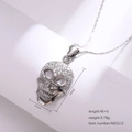 Silver iced-out skull pendant necklace with sparkling diamonds for hip hop fashion style - Steel Color (N0151S)