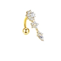 Piercing de nombril doré avec pendentif fleur en zircone claire sur fond blanc - XY-3 Pendentif Fleur Goutte