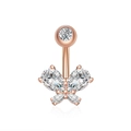 Macro shot of rose gold butterfly belly button ring with sparkling zircon and reflection - 2699 Rose Gold (Zirconia Butterfly)