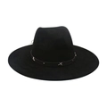 Classic black suede cowboy hat with silver star studs on a stylish leather band - One Size / Black (Belt Star Decor)