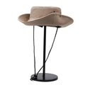 Khaki outdoor sun hat with wide brim, ripstop fabric, and adjustable chin cord - Khaki