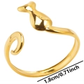 Detailweergave van verstelbare gouden kattenring met 1,8 cm binnendiameter - Goud