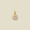 Minimalist gold titanium pendant with square emerald cut white zircon in bezel setting - April Pendant (White Zirconia)