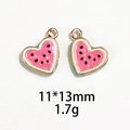 Macro view of watermelon heart enamel pendant with dimensions of 11x13mm and 1.7g weight - No.3-Pink Heart Watermelon