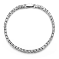 Klassieke zilverkleurige tennisarmband met glinsterende ronde kristallen in een cirkel - 3mm / 6 inch / Zilver