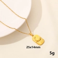 Vintage 18k gold plated stainless steel sun and moon rectangle pendant 25x14mm - Moon Rectangle Tag / Gold