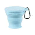 Bicchiere da viaggio pieghevole in silicone azzurro con coperchio e moschettone - 180ML / Azzurro