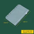 A6 6-hole binder zipper pouch in clear PVC with white slider, size 106mm x 168mm - A6 Loose Leaf 6-Hole Zipper Bag