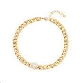 Collana a catena dorata con ciondolo a cuore in madreperla bianca e piccoli cristalli - Acciaio Inossidabile/Madreperla Bianca / 3# Collana a Cuore