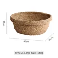 Panier de rangement en jonc de mer tressé main, marron naturel, grand 42cm, 35cm - Grand (Type A)