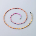 Rainbow gradient stainless steel prismatic chain necklace with iridescent color finish - Rainbow Necklace (KN288355-Z)