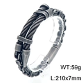 Bracciale punk da uomo in acciaio al titanio con maglia a cavo, argento vintage, 210x7mm - Canna di Fucile (KB208456-KFC)