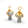 Pendentif champignon fait main en pierre turquoise blanche avec enroulement en fil d'or - Turquoise Blanche Ton Or