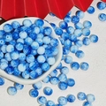 Blue and white porcelain style resin beads for DIY jewelry making in a white bowl - Imitation Porcelain Round Bead (J173) / 8mm