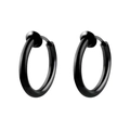 Detail view of black clip-on punk earrings in smooth metal finish for men and women - Spring Ear Clip Black (Single)