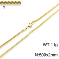 2mm golden stainless steel snake chain necklace with 500mm length and lobster clasp - 2mm-50cm (KN203762-Z) / Gold