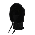 Winter black knit balaclava mask with faux fur trim and adjustable drawstrings - Black (6013)