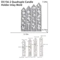 Translucent silicone mold for DIY rabbit and star themed candle holders with dimensions - D5156-2B 4-Slot Candle Holder Insert Mold