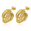 Elegant 18K gold-plated multi-layer C-shape hoop earrings for women with high metal luster - Gold Multi-hoop Combination Style (4)