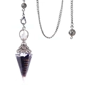 Ancient silver hexagonal pendulum with blue glitter and copper coil in resin - Blue Goldstone (Antique Silver)