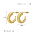 Polished gold French vintage C-shaped geometric horn stud earrings in stainless steel - Small / Gold