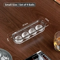 Small 4-ball ice cube mold clear spherical tray dimensions 18.5x5.5x4cm on wood table - Small (4-Grid)
