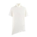 Dettaglio della maglietta bianca a collo alto con orlo asimmetrico minimalista - S / Bianco